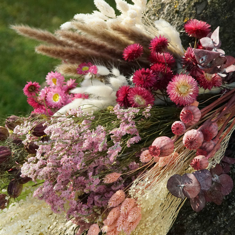 Trockenblumen Mix rosa pink bordeaux weiß Florist