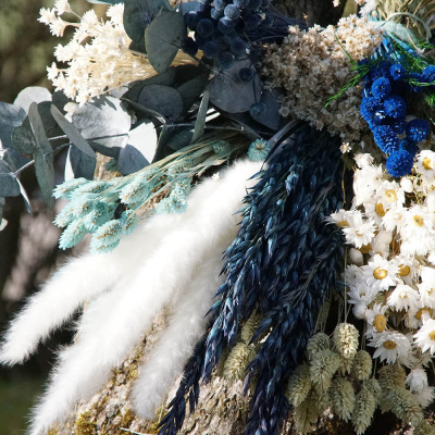 DIY Trockenblumen Mix blau, weiß, natur, grün selber machen, dekorieren