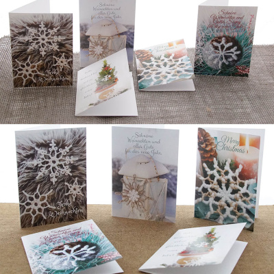 Weihnachtskarten Set 5 Stück, Kartenset Weihnachten mit 5 Motive, Doppelgrußkarten