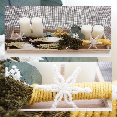 DIY Adventsschale mit Trockenblumen und Wichtel selbermachen