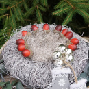 DIY Adventsschale mit Wichtel, klassisch rot weiß grau, Tischdeko Advent
