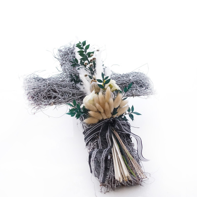 Grabschmuck Rebenkreuz silber