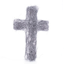 Grabschmuck Kreuz, Rebenkreuz grau - silber H 50 cm B 33 cm