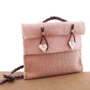 Filz mit Jutegewebe, Lehner Wolle, L 1 m x B 30 cm, Wollband mit Jute, rosa natur