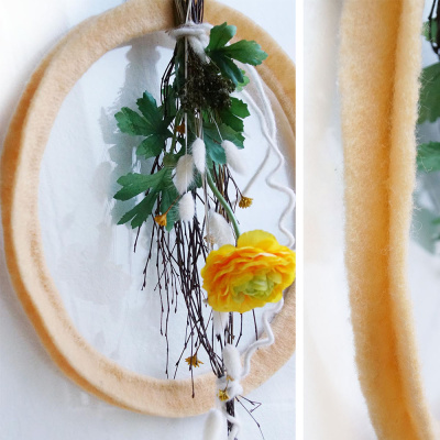 Metallring Frühjahr Frühling mit Trockenblumen und Wollband