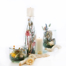 Glasvasen dekorieren mit Trockenblumen bunte Frühling Sommer Dekoration im Glas