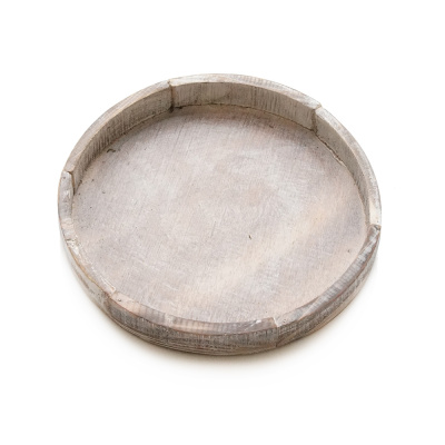 Holz-Tablett rund, Holzschale geweißt für Tischdeko Gr. D 23 cm H 3 cm