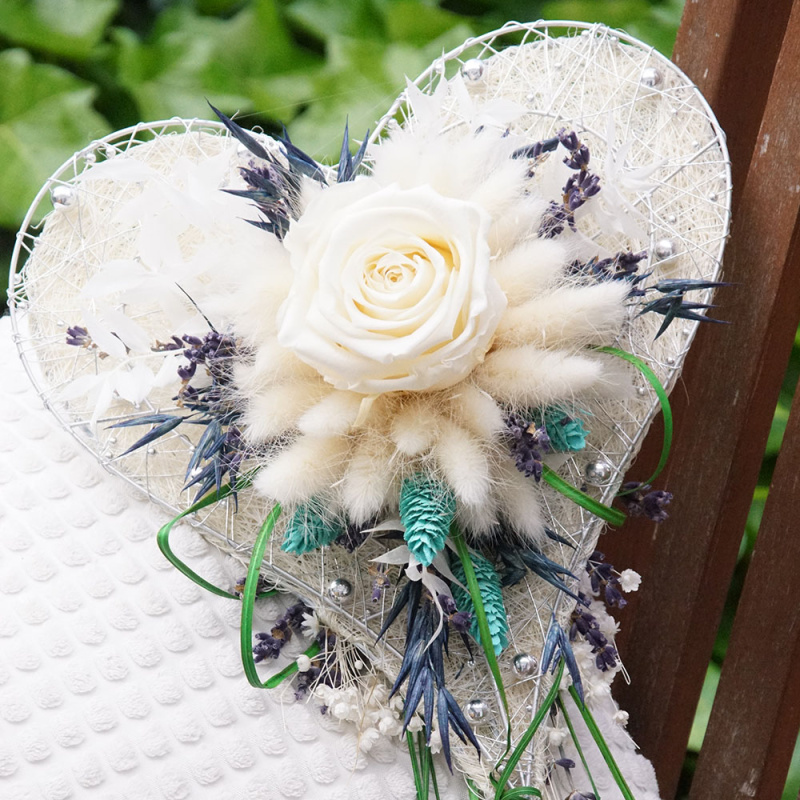 Brautstrauß mit Trockenblumen kaufen blau weiß maritim