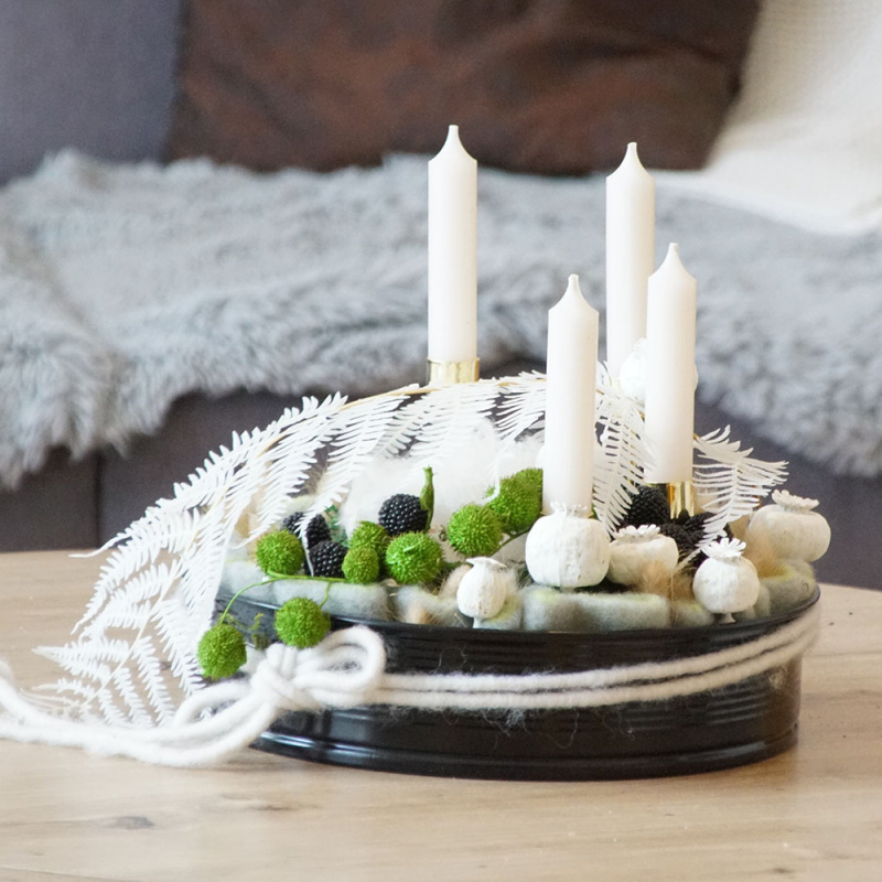 DIY Adventskranz besonders in Kuchenform Floristi