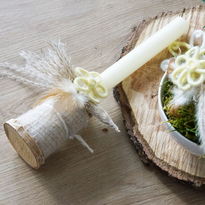 DIY Tischdeko mit Kerzenständer DIY Kerzenhalter im Naturlook