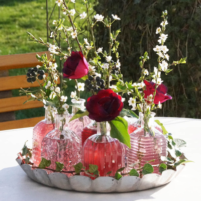 Glasvasen Mustermix Glasflaschen klein klar eckig VE 12 Stk H 13 cm 3 x 4 Stk sortiert im Muster