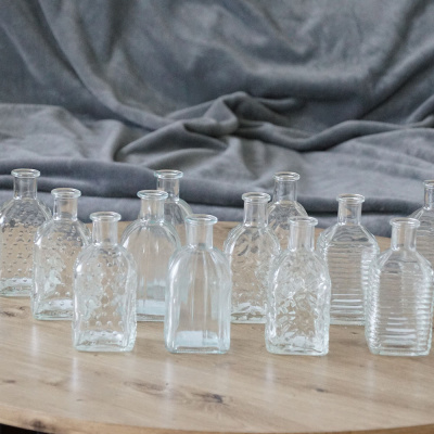 Glasvasen Glasflaschen klein klar eckig H 13 cm Tischdeko Hochzeit