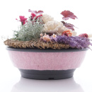 DIY Grabgesteck in Grabschale mit Trockenblumenmix, Wollfilz und Pflanzen - moderne Trauerfloristik