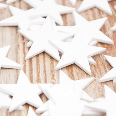 48 Streudeko Holz Sterne, Weihnachten in Weiß, 34 mm