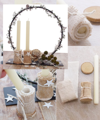 DIY Loop Weihnachten stehend Tischdeko Advent mit Kerzen
