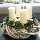 DIY Adventskranz groß weiß - gruen mit...