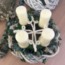DIY Adventskranz groß weiß - gruen mit Eukalyptus,Trockenblumen und Wickelstern