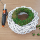 DIY Adventskranz groß weiß - gruen mit Eukalyptus,Trockenblumen und Wickelstern