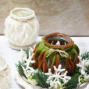 Adventskranz mit Windlicht auf Holzteller moderne Weihnachtsdeko mit Wollfilz