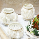 Adventskranz mit Windlicht auf Holzteller moderne Weihnachtsdeko mit Wollfilz