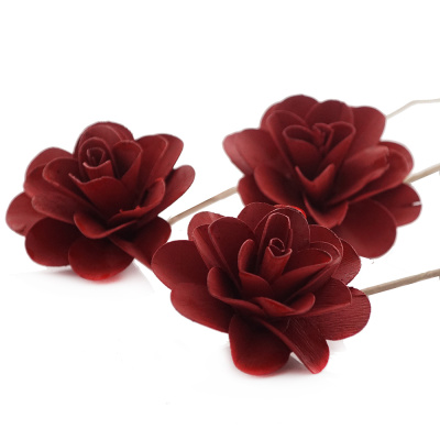 Holzrosen offen 3 Stück, 8 cm, rot L 28 cm dunkelrot, haltbare Rosen