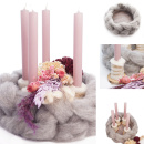 DIY Adventskranz mit Lunte Zopfmuster aus Kammzug grau...