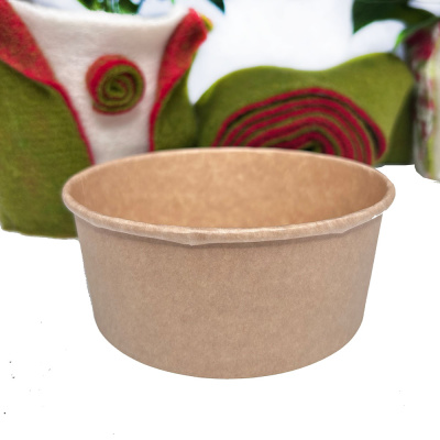 Kartonschale aus Biokunststoff, wasserabweisend, lebensmittelecht Gr. D 15 cm H 5 cm natur braun