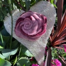 Filzband - Wollband L 2,5 m, B 7,5 cm, zweifarbig, zum Basteln und Dekorieren! Brombeer / Rosa