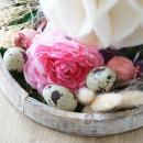 Osterei groß Wabenei in Osterschale mit Trockenblumenmix rosa weiß