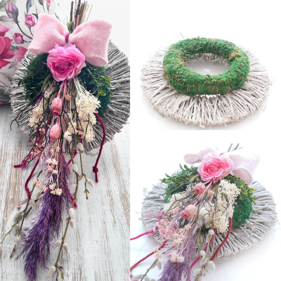 DIY Türschmuck groß und blumig mit Trockenblumen und Seidenblumen haltbare Frühlingsdeko