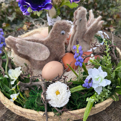 DIY Osterdeko Huhn, Hühner als Eierwärmer und Tischdeko aus Wollband Vintage