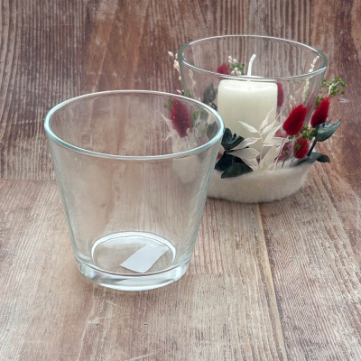 Glasvase rund klar, VE 1 St. Gr. 12 x 11 x 8 cm, Windlicht für Tischdeko mit Glas