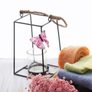 Laterne aus Metall dekoriert DIY Sommerdeko, Gartendeko mit Trockenblumen, Wollband, Wollschnur, Juteschnur