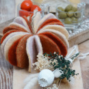 Filzband - Wollband, L 1 m, B 15 cm, zweifarbig, Apricot - Creme meliert