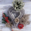 Grabgesteck Herz, DIY Pflanzherz mit Sola Rose haltbar rot weiß selbermachen