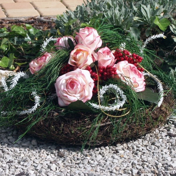 Grabgesteck mit großen Rosen zum Bemalen Bastelspass24.de Floristi