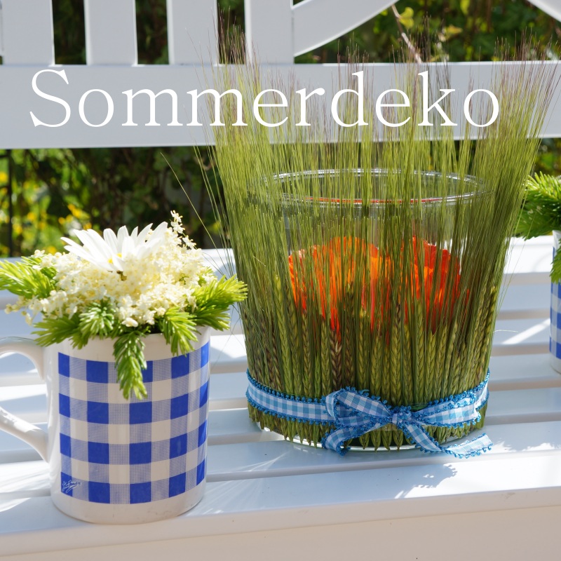 DIY Sommerdeko Tischdeko selbermachen mit Trockenblumen und Glas