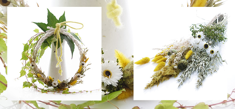 DIY Frühlingsdeko Türschmuck mit Trockenblumenmix