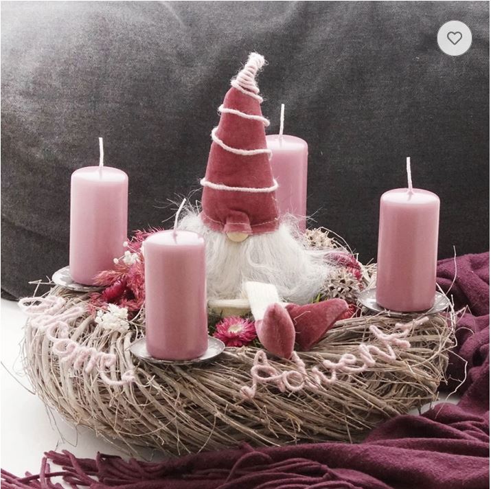 DIY Adventskranz mit Wichtel und Trockenblumen selber machen