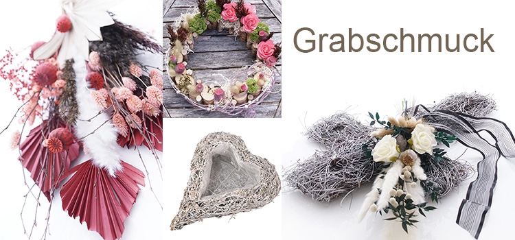 Grabschmuck Allerheiligen Grabdekoration kaufen haltbare Blumen Pflanzherzen Kränze Gesteckunterlagen