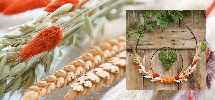 Herbstdeko Metallring mit Trockenblumen selber machen