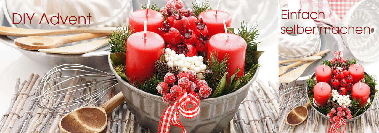 Adventskranz im Gugelhupf klassische Adventsdeko kreativ in rot weiß mit DIY Anleitung
