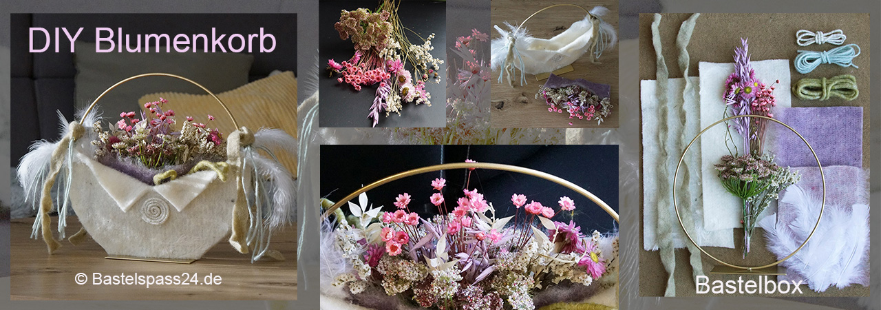 Blumenkorb Bastelset mit Trockenblumen Blumenschmuck für Fenster und Tisch