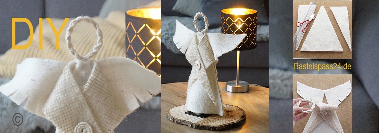 DIY Engel basteln groß stehend aus Wollfilz mit Anleitung von Bastelspass24 Deko Weihnachten selber machen
