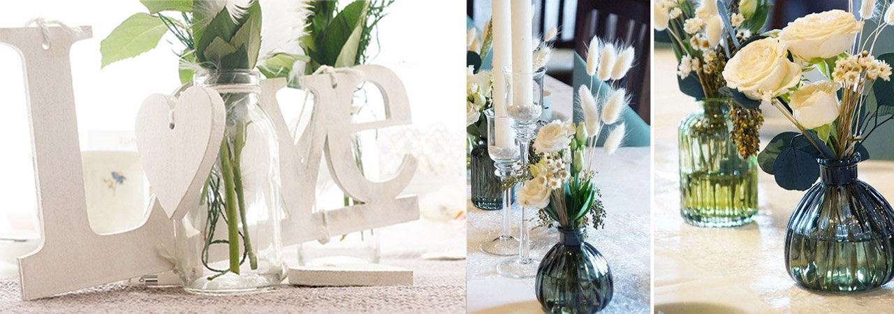 DIY Hochzeitsdeko für Tisch, Anstecker, Kirchenschmuck, Brautstrauß, Saal