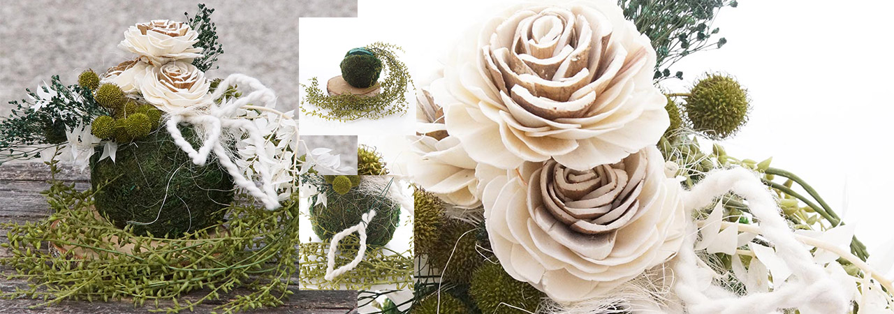 DIY Grabgesteck Grabschmuck in Pflanzkugel Moos für Allerheiligen Totensonntag Trauerfloristik