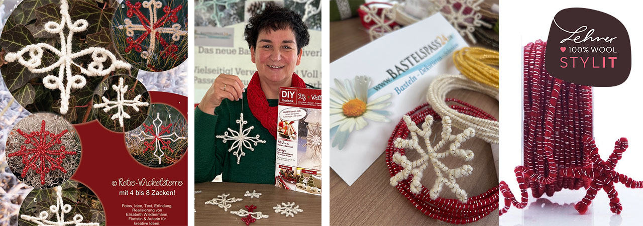 Sterne basteln Wickelsterne aus Wolldraht DIYSterne mit Anleitung im Magazin Wollprodukt von Lehnerstylit