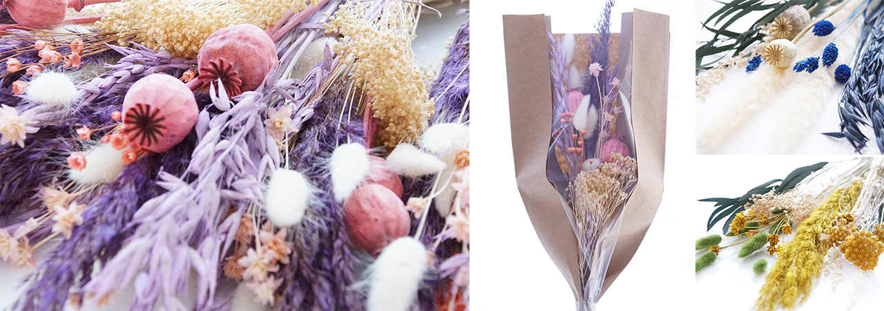 Trockenblumenmix in verschiedenen Farben für neue Homedeko