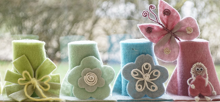 DIY Deko Frühling mit Wollfilz für Blumen und Schmetterlinge